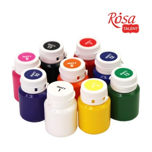 Акрилові фарби Rosa для декору матові 9 кол по 20 мл (4823098511694)