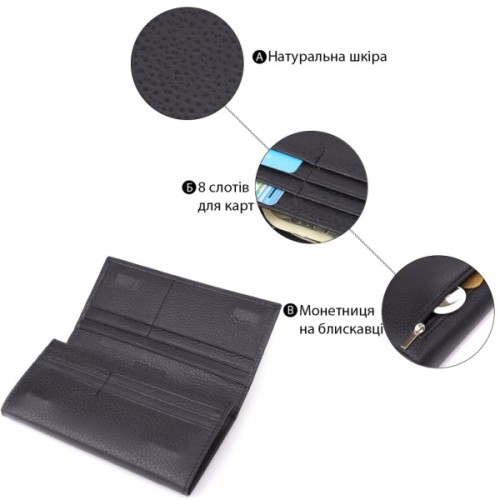 Гаманець ST Leather З натуральної шкіри Чорний (23084)
