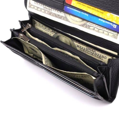 Гаманець ST Leather З натуральної шкіри Чорний (23084)