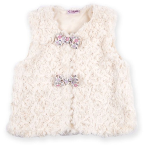 Набір дитячого одягу Luvena Fortuna для дівчаток: кофточка, штанці і хутряна жилетка (G8234.R.9-12)