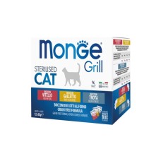 Вологий корм для кішок Monge Cat grill mix ster з півнем, фореллю та телятиною 1.02 г (8009470017527)
