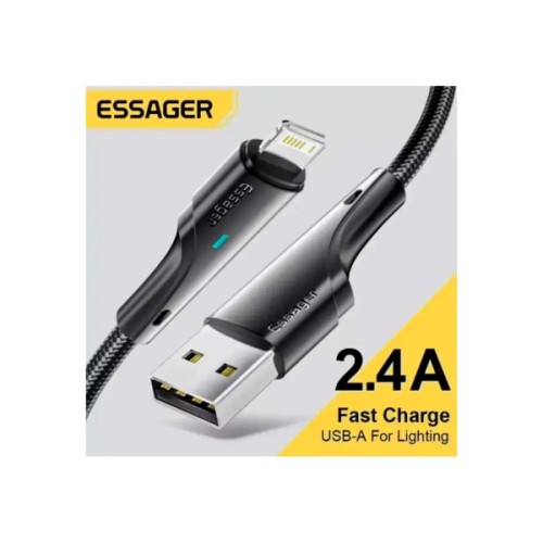 Дата кабель USB 2.0 AM to Lightning 1.0m 2.4A black Essager (EXCL-LS01)
