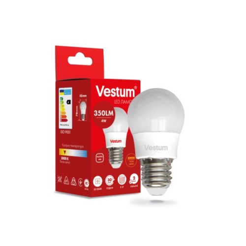 Лампочка Vestum LED G45 4W 3000K 220V E27 (1-VS-1206)