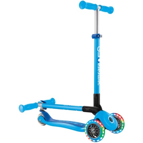 Самокат Globber серії Primo Foldable Lights блакитний Колеса з підсвічуванням (432-101-3)