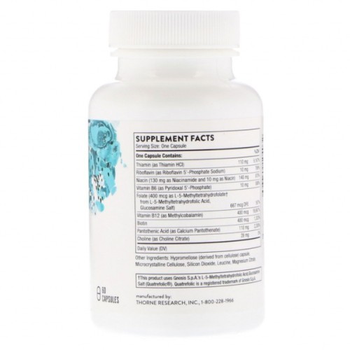 Вітамін Thorne Research Комплекс Вітамінів Групи В, Basic B Complex, 60 гелевих капс (THR-10403)