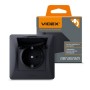 Розетка Videx BINERA 1ая із заземленням і кришкою черн (VF-BNSK1GС-BG)