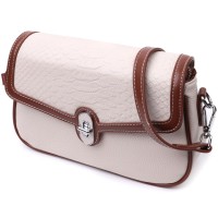Сумка Vintage Жіноча з фактурним клапаном з натуральної шкіри Біла (22623)