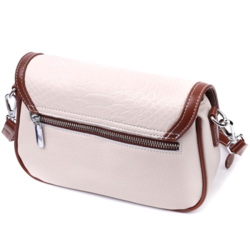 Сумка Vintage Жіноча з фактурним клапаном з натуральної шкіри Біла (22623)