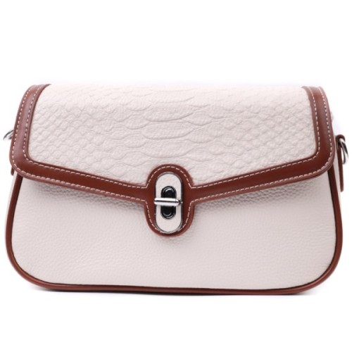 Сумка Vintage Жіноча з фактурним клапаном з натуральної шкіри Біла (22623)