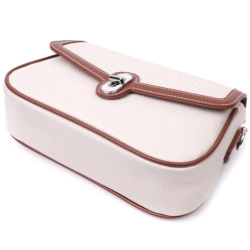 Сумка Vintage Жіноча з фактурним клапаном з натуральної шкіри Біла (22623)