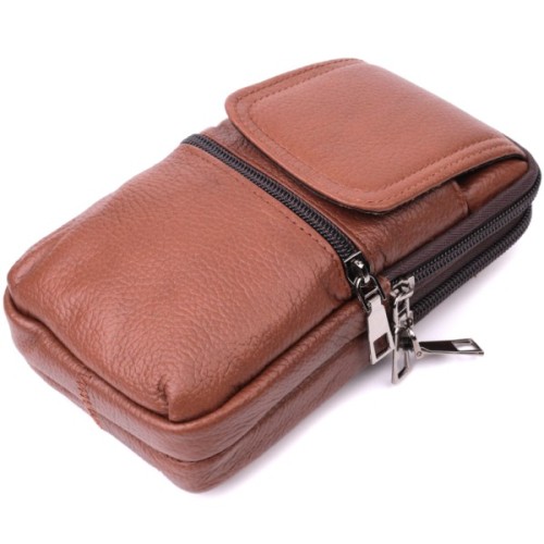 Сумка Vintage На пояс шкіряна Світло-коричнева (22565)