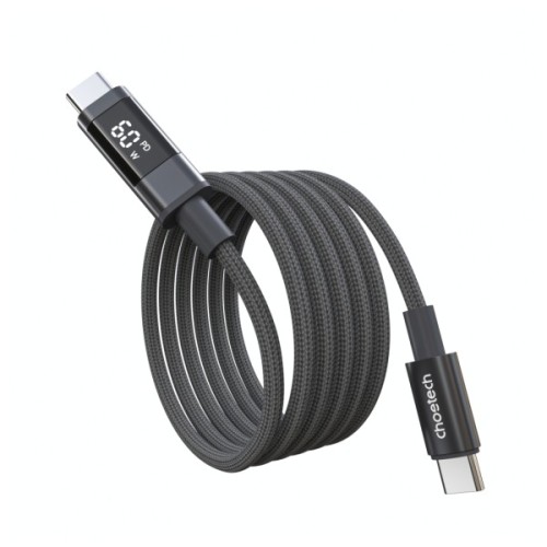 Дата кабель USB-C to USB-C 1.2m PD60W digital display nylon gray Choetech (XCC-1068-GY)