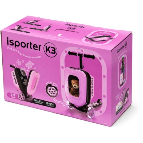 Самокат iSporter Travel 2в1 з валізою рожевий (K3_Pink)