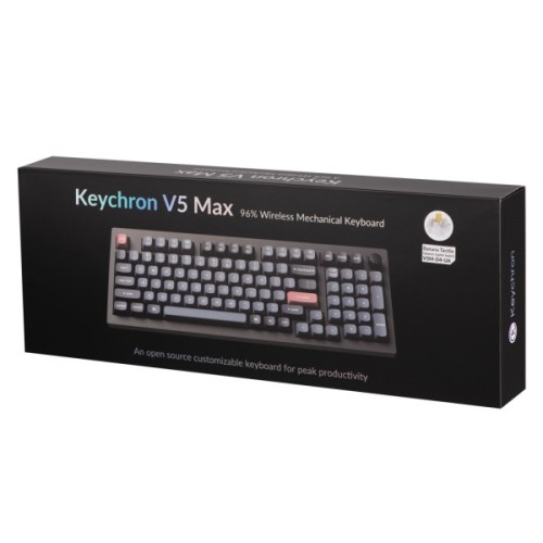 Клавіатура Keychron V5 Max Gateron Jupiter Banana Knob Hot-Swap QMK Wireless/Bluetooth/USB-А UA Black (V5M-D4-UA)