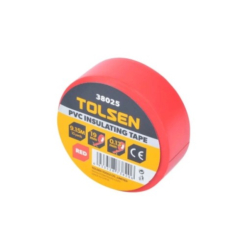 Ізоляційна стрічка Tolsen 19 мм х 9.2 м червона 0.13 мм (38025)