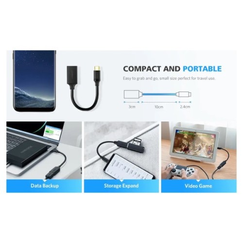 Перехідник OTG USB 3.0 AF to USB-C US154 black Ugreen (30701)