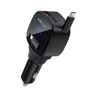Зарядний пристрій Acefast 1xUSB-C PD95W + telescopic cable USB-C black (6974316285946)