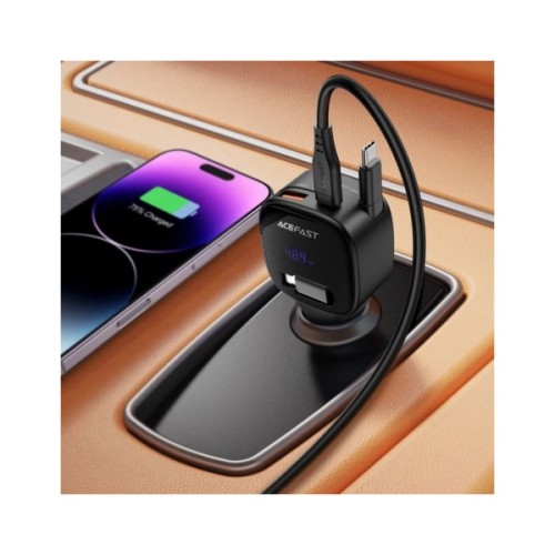 Зарядний пристрій Acefast 1xUSB-C PD95W + telescopic cable USB-C black (6974316285946)