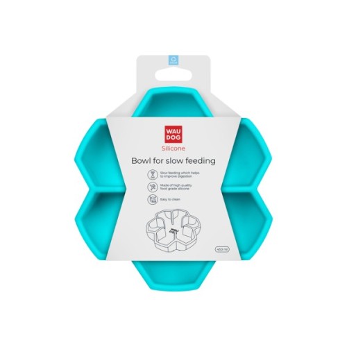 Універсальний посуд для тварин WAUDOG Silicone миска для повільного харчування 450 мл блакитна (23532)