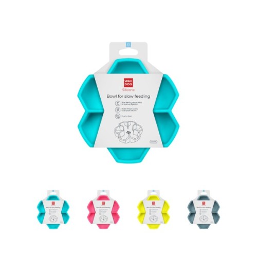 Універсальний посуд для тварин WAUDOG Silicone миска для повільного харчування 450 мл блакитна (23532)
