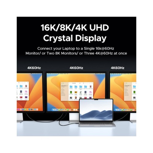 Дата кабель USB-C to USB-C 1.0m Thunderbolt 5 240W 5A 120Gbps 16/8/4K L703 black Ugreen (45996)