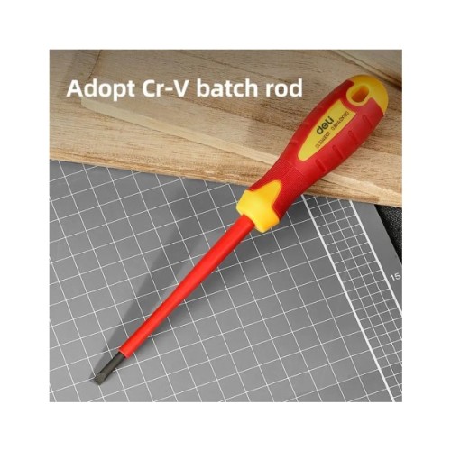 Викрутка Deli ізольована шлiцьова 4,0 x 100 мм (EDL5141001)