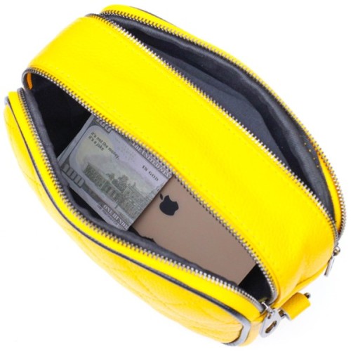 Сумка Vintage Жіноча крос-боді з натуральної шкіри Жовта (22114)