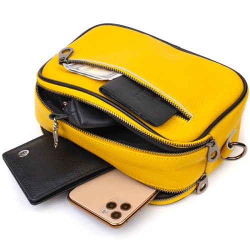 Сумка Vintage Жіноча крос-боді з натуральної шкіри Жовта (22114)