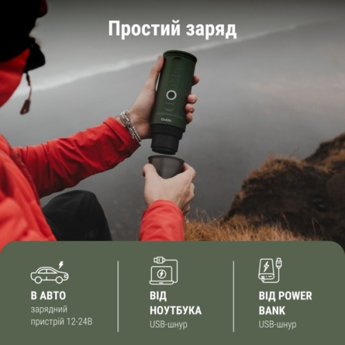 Портативна кавоварка Outin Nano Espresso Machine OTEM-01 Forest Green (OTEM-01-FG)