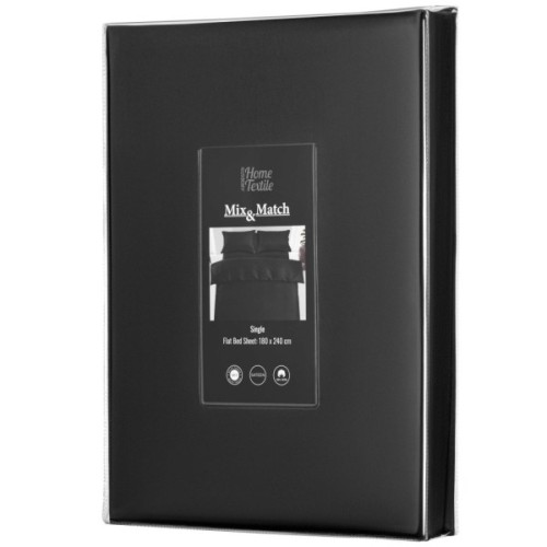 Простирадло Ardesto Mix&Match Premium 100% бавовна, сатин чорний 180х240 см (ART1824FSL)