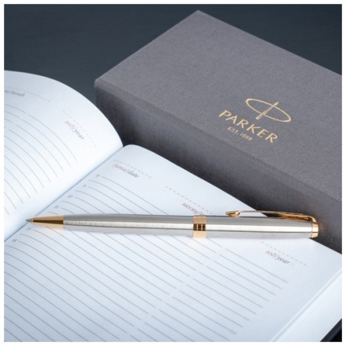 Ручка кулькова Parker SONNET 17 Stainless Steel GT BP + блокнот Parker + подар.упак. GIFT24 (84 132b24)