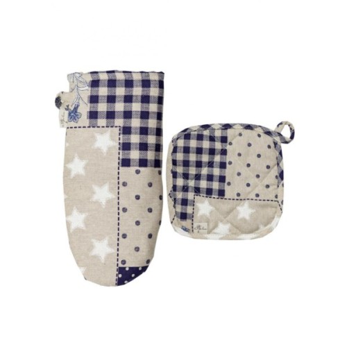 Кухонна прихватка Прованс Рукавичка Печворк синій Господиня (031504)