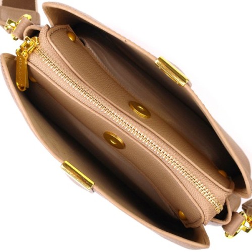 Сумка Vintage Жіноча на три відділення з натуральної шкіри Бежева (22106)