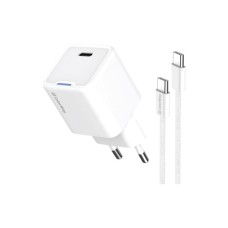Зарядний пристрій ColorWay GaN Mini 25W PD Port PPS USB-C white cable Type-C (CW-CHS052PDC-WT)