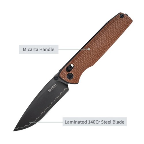 Ніж SRM Terrier 140Cr, Brown Micarta, Black Stonewash (258L-MN2)