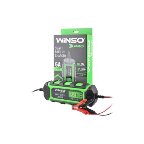 Зарядний пристрій для автомобільного акумулятора WINSO PRO LCD 6A, 12V, 4-150Ah (139510)