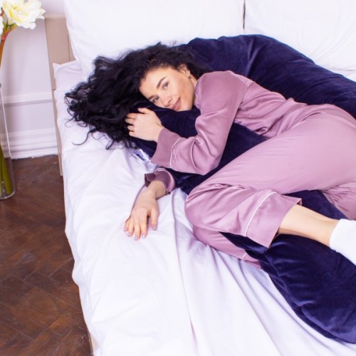 Подушка MirSon для вагітних і відпочинку Velvet Line №8020 U-подібна Navy blue (2200006178521)