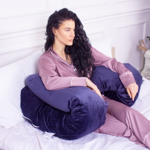 Подушка MirSon для вагітних і відпочинку Velvet Line №8020 U-подібна Navy blue (2200006178521)