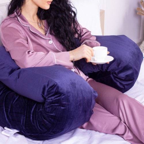 Подушка MirSon для вагітних і відпочинку Velvet Line №8020 U-подібна Navy blue (2200006178521)