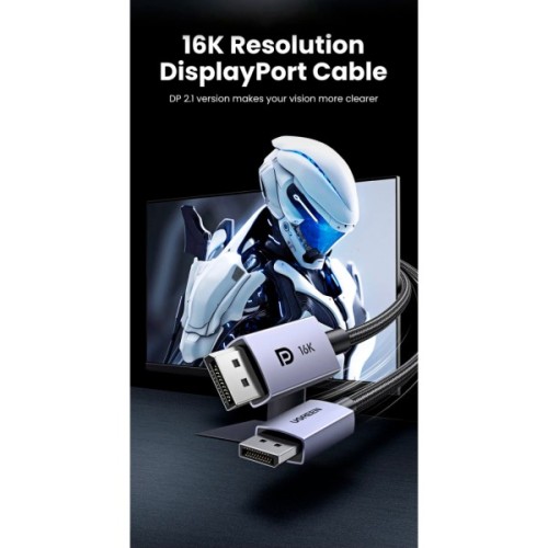 Кабель мультимедійний DisplayPort M to DisplayPort M 2.0m 16K DP118 black Ugreen (15384)