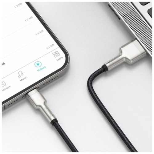 Дата кабель USB 2.0 AM to Lightning 2.0m 2.4A metal black Baseus (CALJK-B01)
