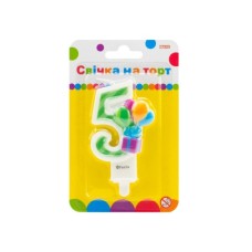 Свічка Maxi двостороння "5" із зображенням надувних кульок висотою 7,62 см (MX622069-5)