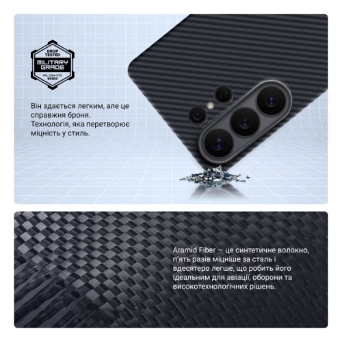 Чохол до мобільного телефона Armorstandart BlackIcon Aramid Twill MagCase Samsung S26 Ultra Black (ARM90147)