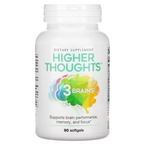 Вітамінно-мінеральний комплекс Natural Factors Підтримка роботи мозку, 3 Brains, Higher Thoughts, 30 гелевих капсу (NFS-03050)