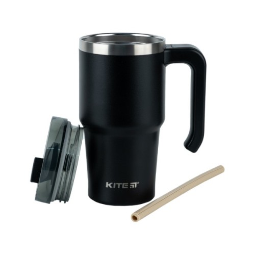 Термокружка Kite з ручкою 600 мл чорна (K24-1207-1)