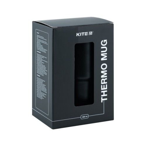 Термокружка Kite з ручкою 600 мл чорна (K24-1207-1)