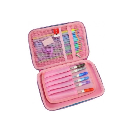 Пенал Cool For School 1 відділення з органайзером фуксія (QT-5630-Rosered)