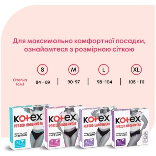 Гігієнічні прокладки Kotex Менструальна білизна Розмір XL 1 шт. (5029053590240)