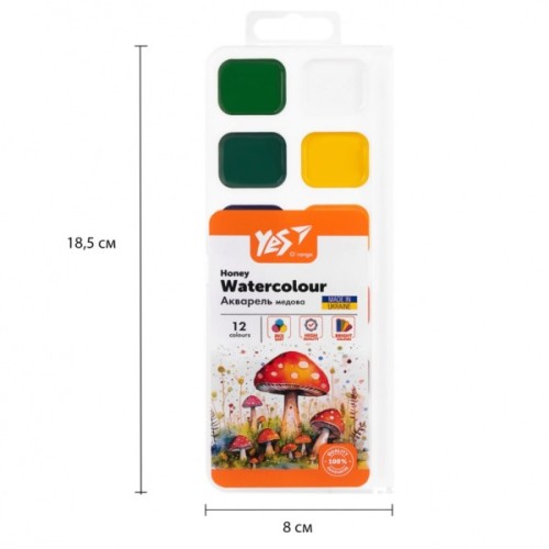Акварельні фарби Yes Orange Line 12 кольорів б/п (110299)