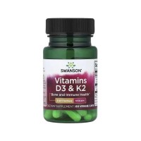 Вітамінно-мінеральний комплекс Swanson Вітаміни D3 та K2, Vitamins D3 & K2, 60 веганських капсул (SWV11809)